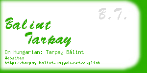 balint tarpay business card
